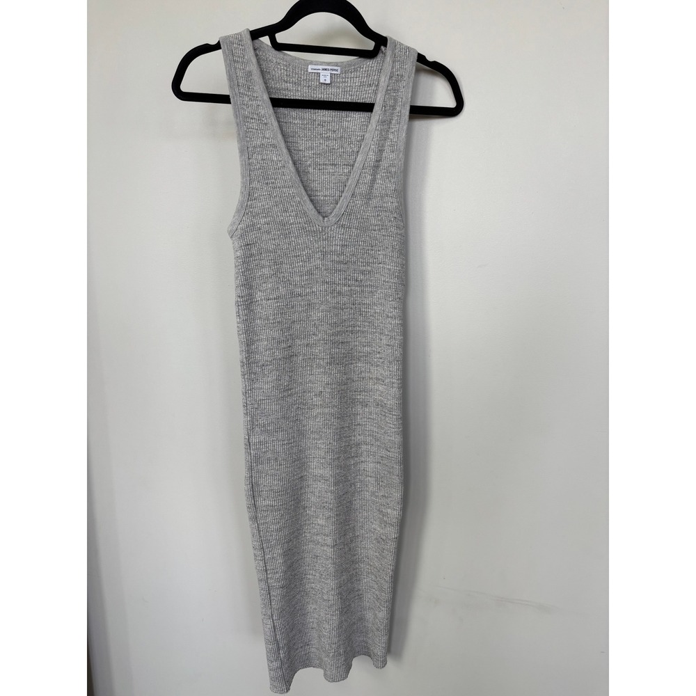 Standard James Perse Grey Ribbed V-Neck‎ Midi Tank Dress Size 0/XS
